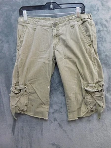 Vintage Lucky Brand Dungarees Shorts Mens 8/29 Green Cargo Raw Hem Y2K Grunge - Picture 1 of 15