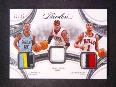 2024-25 Panini Flawless Ja Morant/Allen Iverson/Derrick Rose Triple Patch /25 - Image 1 of 2