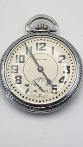 Waltham Model 16-A 17J 16S Taschenuhr Waltham Gehäuse läuft Nos Kristall - Bild 1 von 8