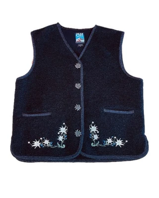 Chaleco tradicional bordado gris abotonado de colección Alf By Kuhl para mujer M Polartec Foto 1 de 4