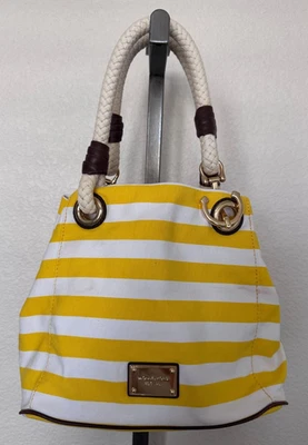 Michael Kors Amarillo y Blanco Convertible Cartera Marina Bolso de Hombro Cuerda Foto 1 de 4