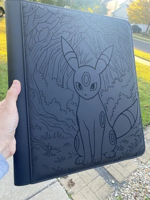 Pokémon XL TOP LOADER Umbreon BLACK Laser Engraved Binder/ Made To Order! - Image 1 of 4