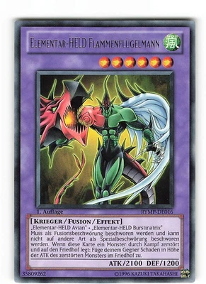 Yugioh ELEMENTAR-HELD FLAMMENFLÜGELMANN , rymp-de016 Rare deutsch NM 1. Auflage - Bild 1 von 2
