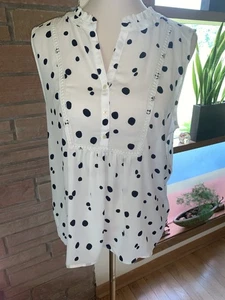 Loft Sleeveless Polk-A-Dot Top Large - Picture 1 of 7