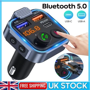 Wireless Bluetooth 5.0 Car FM Transmitter USB Charger MP3 Player Handsfree PD20W - Picture 1 of 15