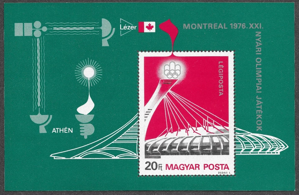 Sello conmemorativo de los Juegos Olímpicos de Hungría XXI 1976 MONTREAL (S/S MNH, SC C365) Foto 1 de 1