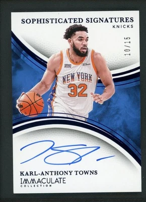 2024-25 KARL ANTHONY TOWNS 10/15 AUTO PANINI IMMACULATE COLLECTION SOPHISTICATED - Image 1 of 2