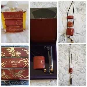 Vintage Yves Saint Laurent YSL Opium Pendant Necklace Tassel Mini Bottle - Picture 1 of 11
