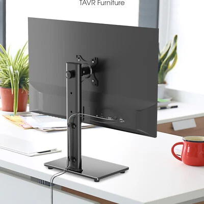 Single  Monitor Stand VESA Free-Standing Swivel Tilt Rotation for 13-32 inch TVs - Image 1 of 4