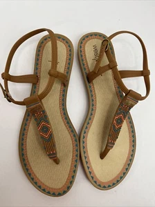 West Loop Grendene Southwest Desert Style Damen-Sandalen Fersenriemen Schnalle Größe 8 - Bild 1 von 17