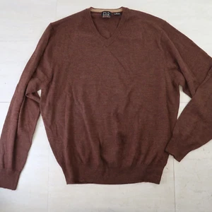 Jos A Bank Mens Medium Brown Long Sleeve Marino wool Pullover Sweater - Picture 1 of 6