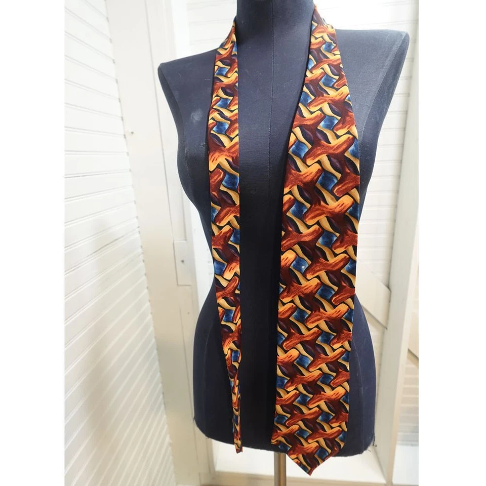 Corbata vintage Jerry Garcia estampado geométrico 100 % seda años 90 accesorio Grateful Dead Foto 1 de 4