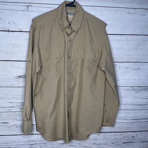 Duluth Trading Mens Small Shirt Solid Tan Vented Roll Tab Sleeves Fishing - Picture 1 of 10