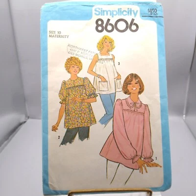 Vintage Sewing PATTERN Simplicity 8606, Misses Maternity 1978 Pullover Blouse - Image 1 of 2