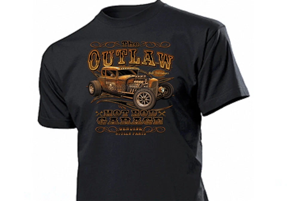 Camisa The Outlaw Hotrod Garage Genuina Rockabilly Coche Personalizado V8 Cabeza Plana Hot Rod Foto 1 de 1