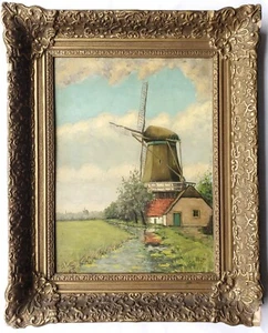 Gemälde Öl Landschaft Niederlande Mühle Pieter de Regt Signiert - Picture 1 of 14