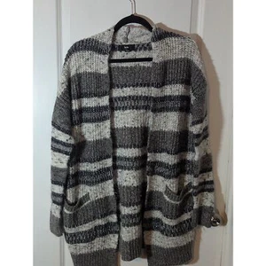 Mossimo Women's Gray Stiped Cardigan m - Picture 1 of 3