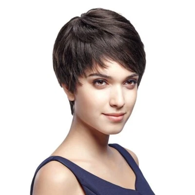 Short Black Pixie Wigs Layered Wave Human Hair Wigs for Women Natural Looking - Image 1 of 4