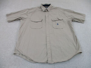 Nautica Shirt Adult Extra Large Brown Outdoors Button Up Casual Camp Mens A48 *