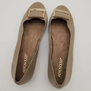 Aerosoles Good Times Shoes Womens 10 Wide Taupe Leather Ballet Flat Classic - Picture 1 of 9