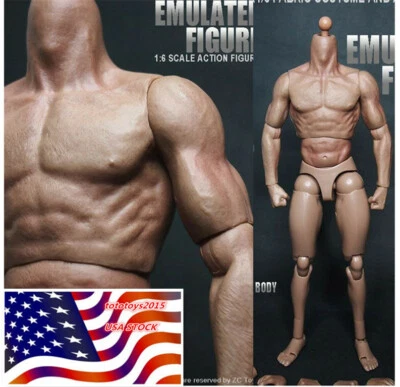ZC Toys 1/6th Muscular Flexibl Male Figure Body Fit 12" Hot Toys Head Sculpt Toy - Image 1 of 4