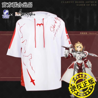 Anime Fate/Stay Night Saber Mordred Apocrypha Costume Hooded Printing T-Shirt  - Image 1 of 4