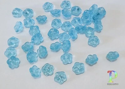 40 Glas Knöpfe Blüten hellblau 8 x 5 mm aus Neu Gablonz (173/1) - Bild 1 von 4