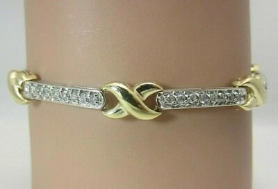 14K Yellow and White Gold Diamond X Bracelet 1.00 CT - Image 1 of 4