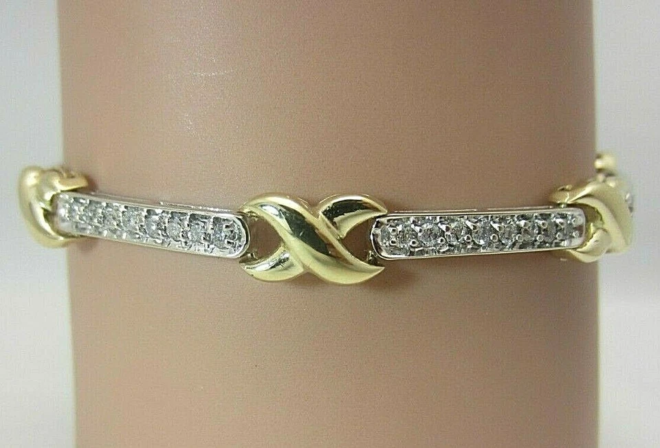 14K Yellow and White Gold Diamond X Bracelet 1.00 CT - Image 1 of 4