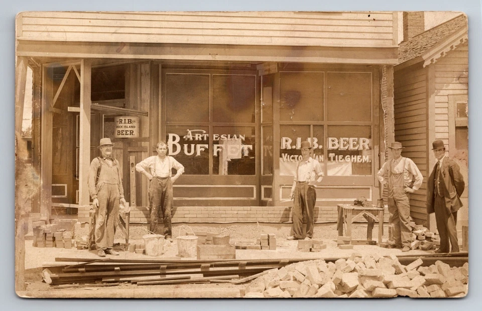 R.I.B. Co Rock Island Illinois Beer Artesian Buffet Vintage Unposted RPPC - Image 1 of 2