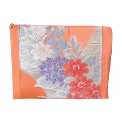 quimono obi refeito PC laptop estojo rosa floral feito à mão 13 polegadas A4 original Japão - Imagem 1 de 4