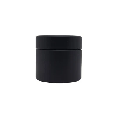 Tarro de vidrio negro mate de 2 oz con protección UV tapa resistente a niños Foto 1 de 3