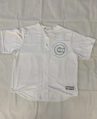 Majestic MLB Merchandise Chicago Cubs Full Button Jersey Mens XL White KB Cover