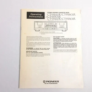 Pioneer Stereo Double Cassette Deck Operating Instructions Manual Original - Picture 1 of 5