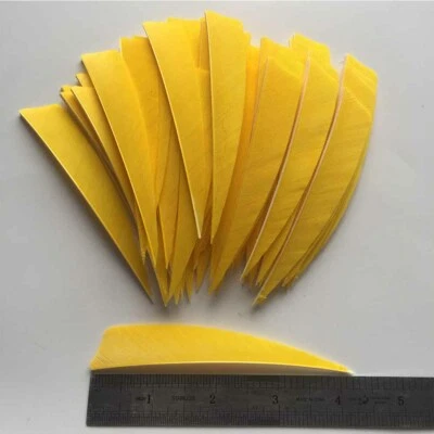 50PCS 4 inch Yellow Shield Fletches Fletching Feathers RW - Image 1 of 4