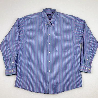 Camisa de vestir Gitman Bros talla L para hombre azul amarillo a rayas con cuello Foto 1 de 4