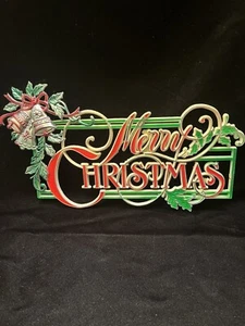 Vintage Kunststoffschild Frohe Weihnachten 15 x 8 cm - Bild 1 von 5