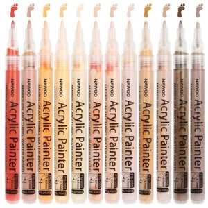 Skin Tones Art Markers, Acrylic Paint Pens Set of 12 Skin Colors Paint Markers - Picture 1 of 6