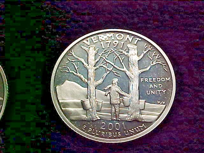 2001 S SILVER VERMONT PROOF  QUARTER - Image 1 of 2