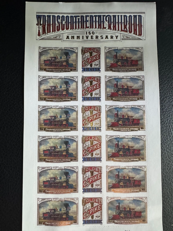 Scott #5378-80 Transcontinental Railroad 150th Anniversary Pane of 18 Forever - Image 1 of 1