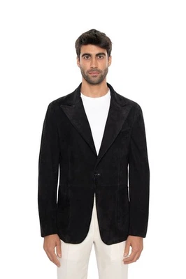 6600$ ISAIA Black Peak Lapel Jacket Sport Coat Suede 100% Lambskin  40 US 50 EU - Image 1 of 4
