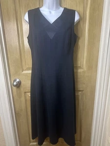 Vestido J. Peterman 100% Seda Azul Marino Sin Mangas Línea A Midi Talla 10 Clásico - Imagen 1 de 9
