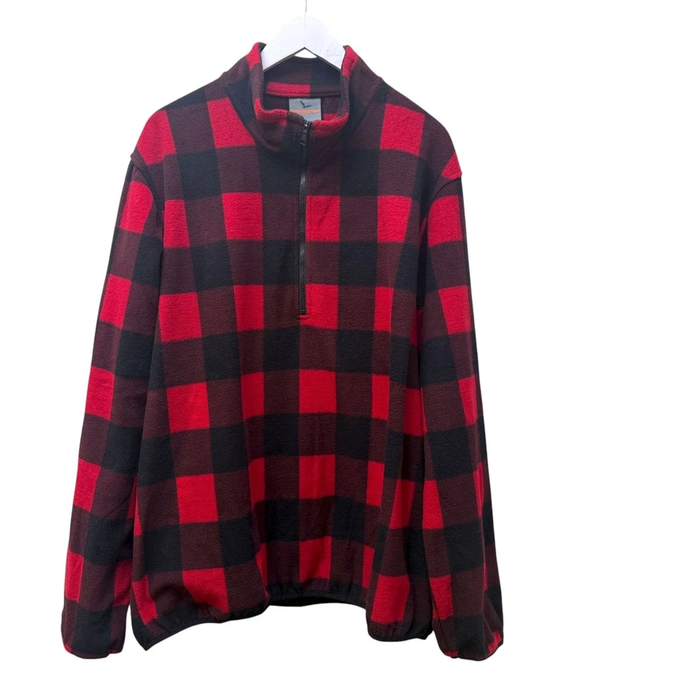 Hawke & Co Buffalo Check Fleece Jacket XL Zip Mock Neck Mens Pullover - Image 1 of 4