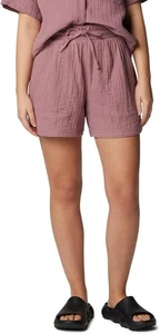Columbia Holly Hideaway Breezy Shorts Women Pink Cotton Pleats Drawstring FTS571 - Picture 1 of 35