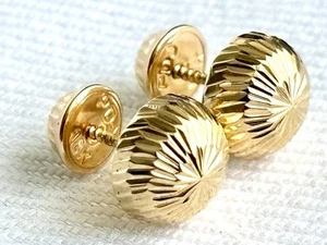 18k solid real gold Half Ball Diamond Cut earrings , 8 mm Diameter - Picture 1 of 7