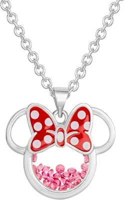Disney Minnie - Collana placcata Argento ciondolo Minnie con zirconi - Immagine 1 di 4