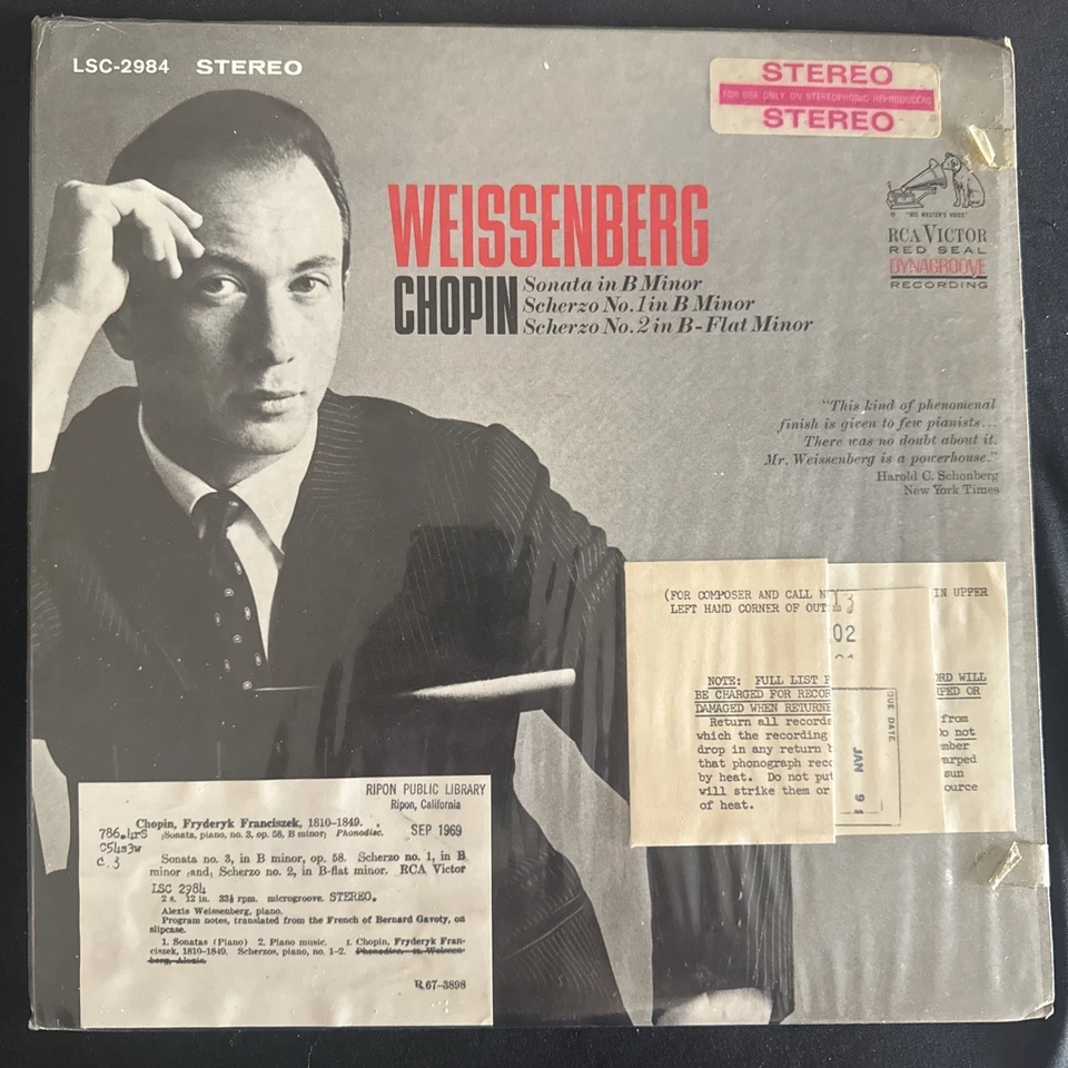 Weissenberg. Chopin (Sonata 3; Scherzo 1 + 2). RCA LSC-2984. NM(-) - Image 1 of 1