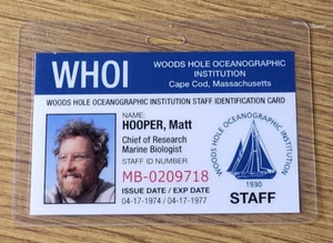 Jaws ID Badge-WHOI Matt Hooper costume cosplay prop - Picture 1 of 2