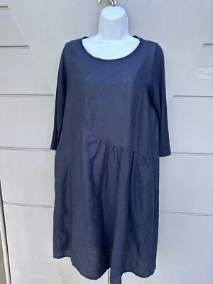 Vestido Whyci Milano Mujer Lagenlook Negro Lino Estilo Cocoon Talla 42 IT/6 EE. UU. Elegante Foto 1 de 4