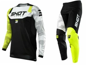 SHOT 2022 Contacto CAMO Neon Yellow MX Motocross Jersey/Pants Set - Imagen 1 de 3